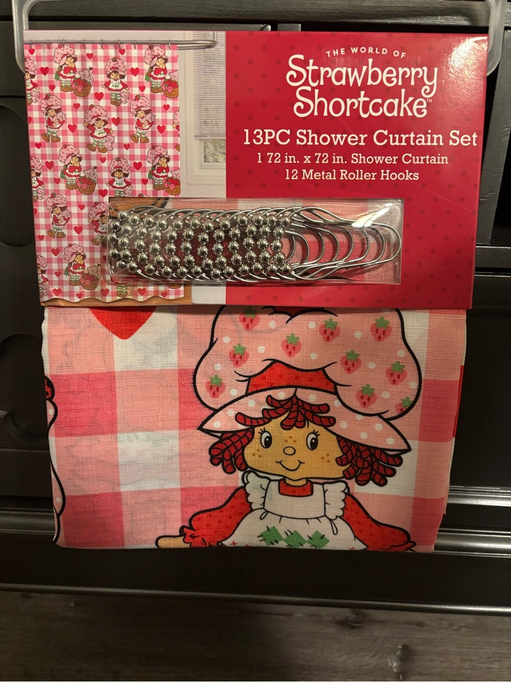 Strawberry Shortcake Pink Gingham 13PC Shower Curtain Set